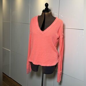 Free People Neon Casual V-Neck Blouse